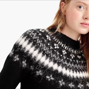 J Crew Jeweled Fair Isle Crewneck Sweater